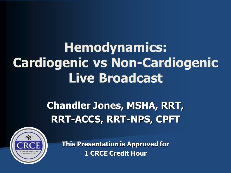Hemodynamics: Cardiogenic vs. Non-Cardiogenic Live Broadcast